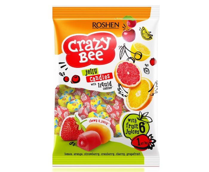 Желирани Бонбони Crazy Bee Roshen 1 кг